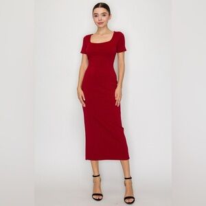 Iris Elegant Crimson Midi Dress